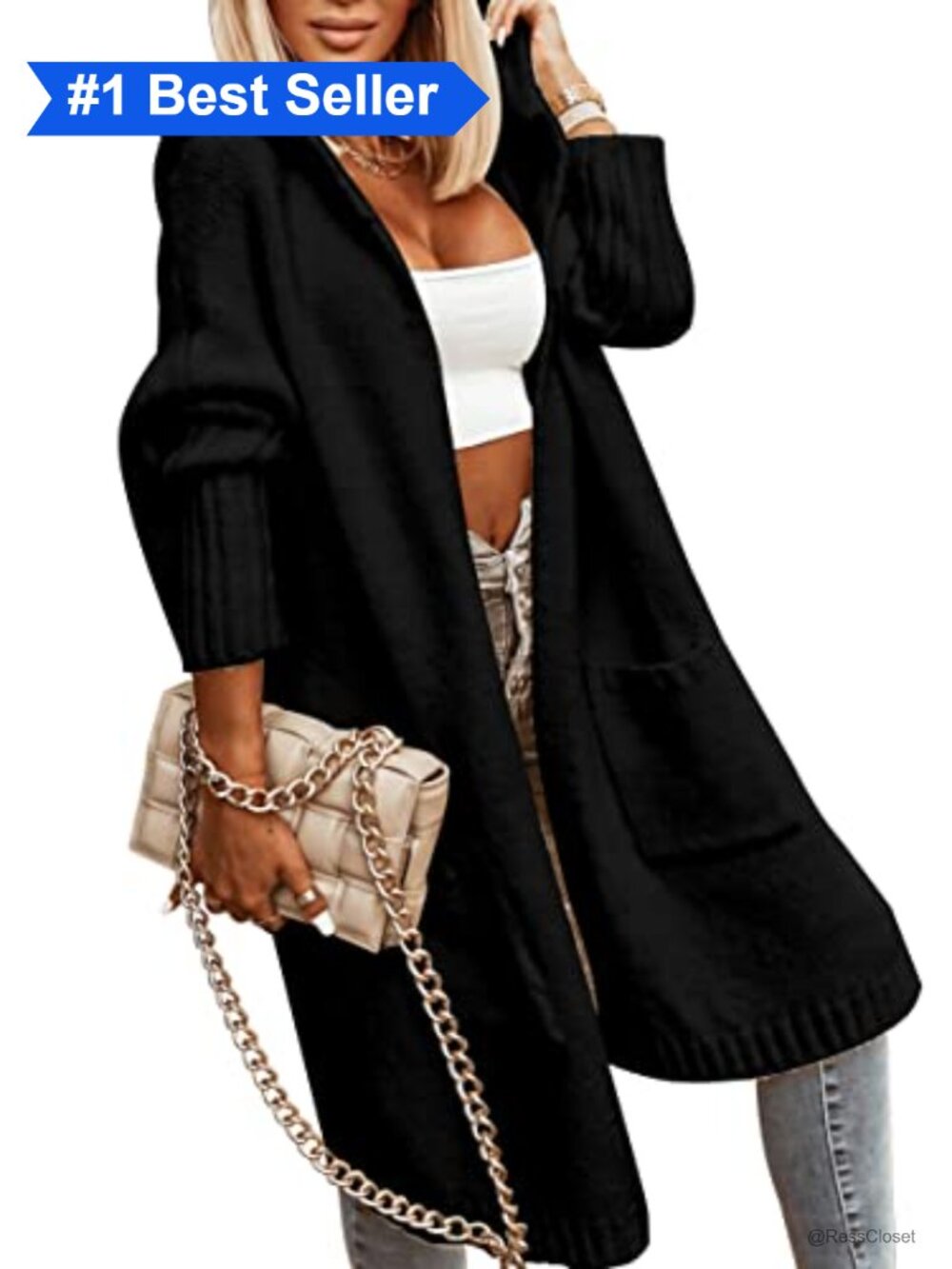 Long Cable Knit Hooded Cardigan Open Front Oversized Sweater Coat